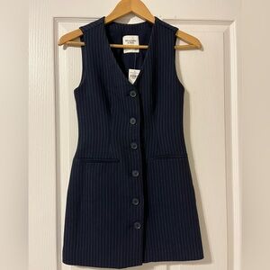 Abercrombie & Fitch Navy Pinstripe Vest Mini Dress, Size XXSP